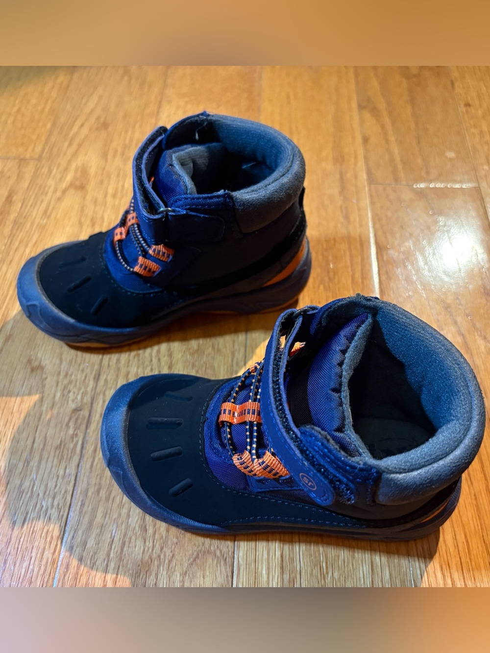 Stride Rite 360 Nebraska Toddler Boots Navy Blue Orange Size 8M